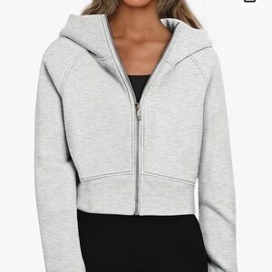 Trendy Queen Womens Zip Up Hoodie Cropped Sweatshirt